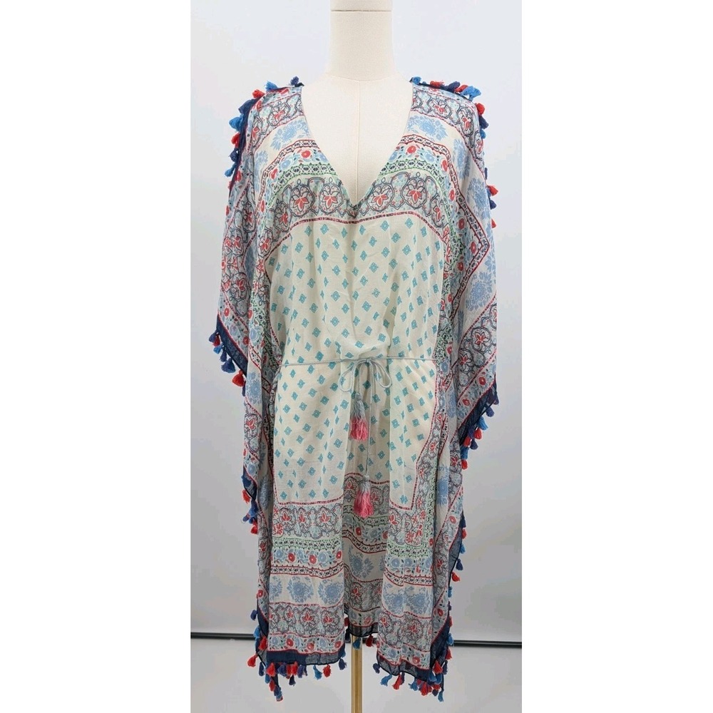 Aratta Silent Journey Cover Up Tunic Tie Top Poncho One Size Boho Hippie Light